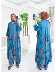 ithal keten yaprak takım mavi