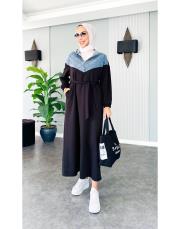 kot garnili taşlı spor elbise siyah