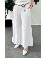ithal kemerli keten pantolon ekru